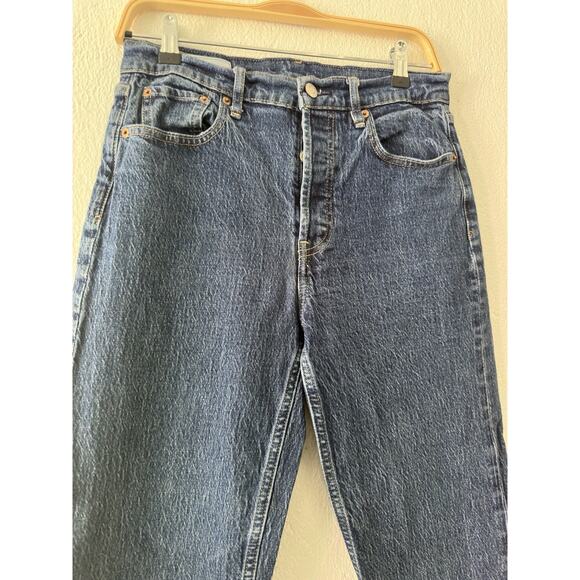 Gap Cheeky Straight High Rise Denim Blue Jeans Button Fly Women's 28RS - Picture 3 of 11